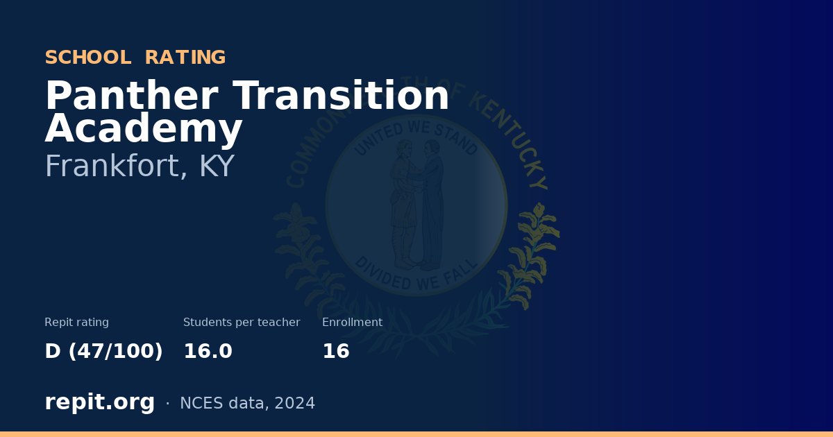 Panther Transition Academy, Frankfort, KY — Repit school rating D (47/100)