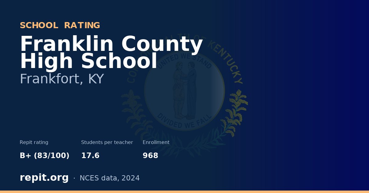 Franklin County High School, Frankfort, KY — Repit school rating B+ (83/100)