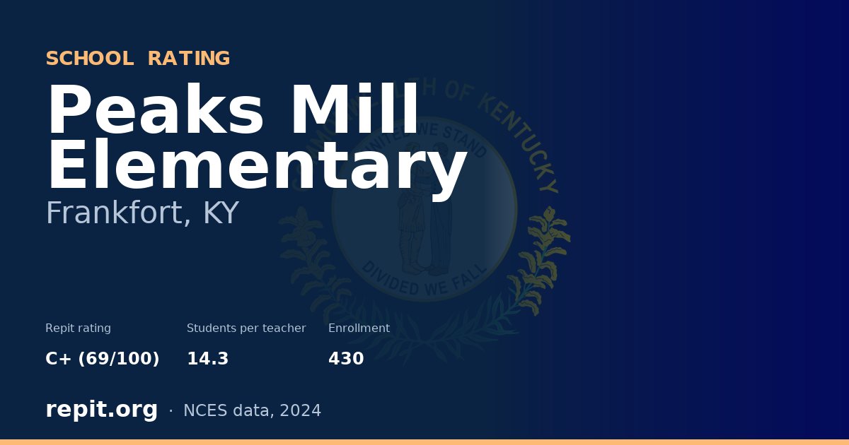 Peaks Mill Elementary, Frankfort, KY — Repit school rating C+ (69/100)