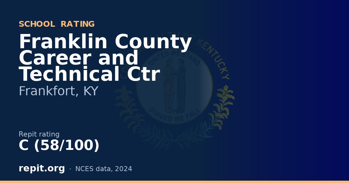 Franklin County Career and Technical Ctr, Frankfort, KY — Repit school rating C (58/100)