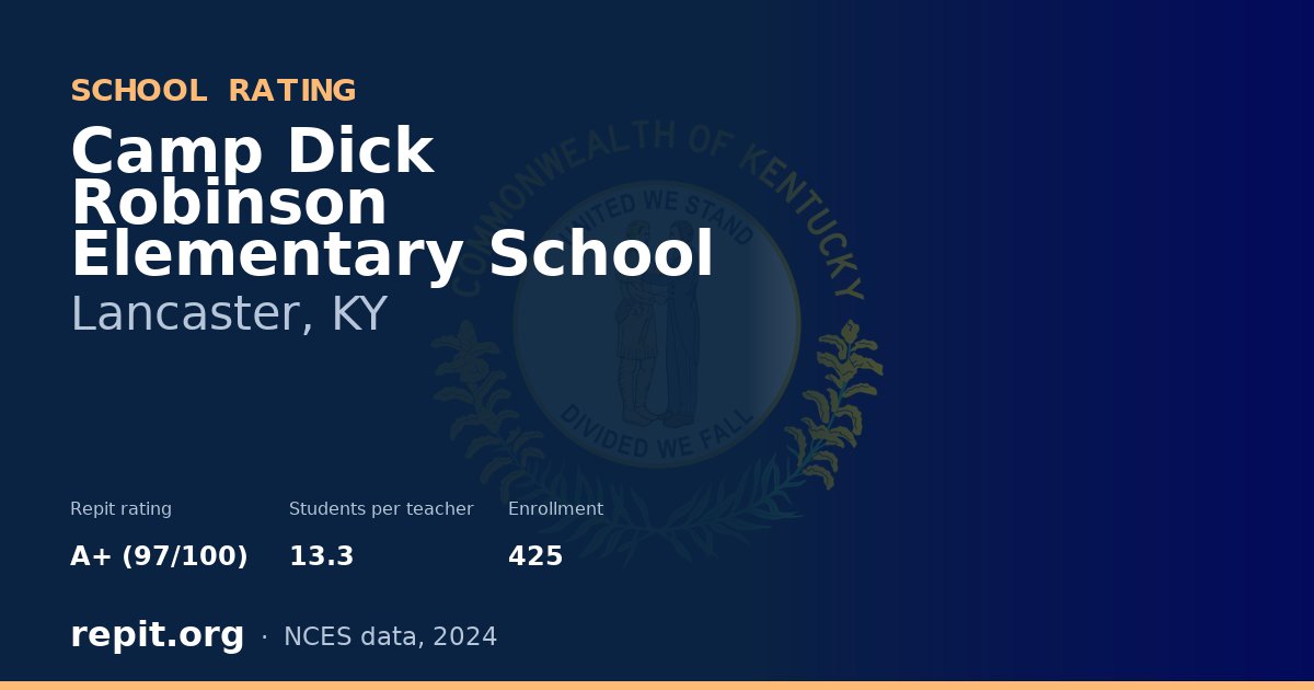Camp Dick Robinson Elementary School, Lancaster, KY — Repit school rating A+ (97/100)
