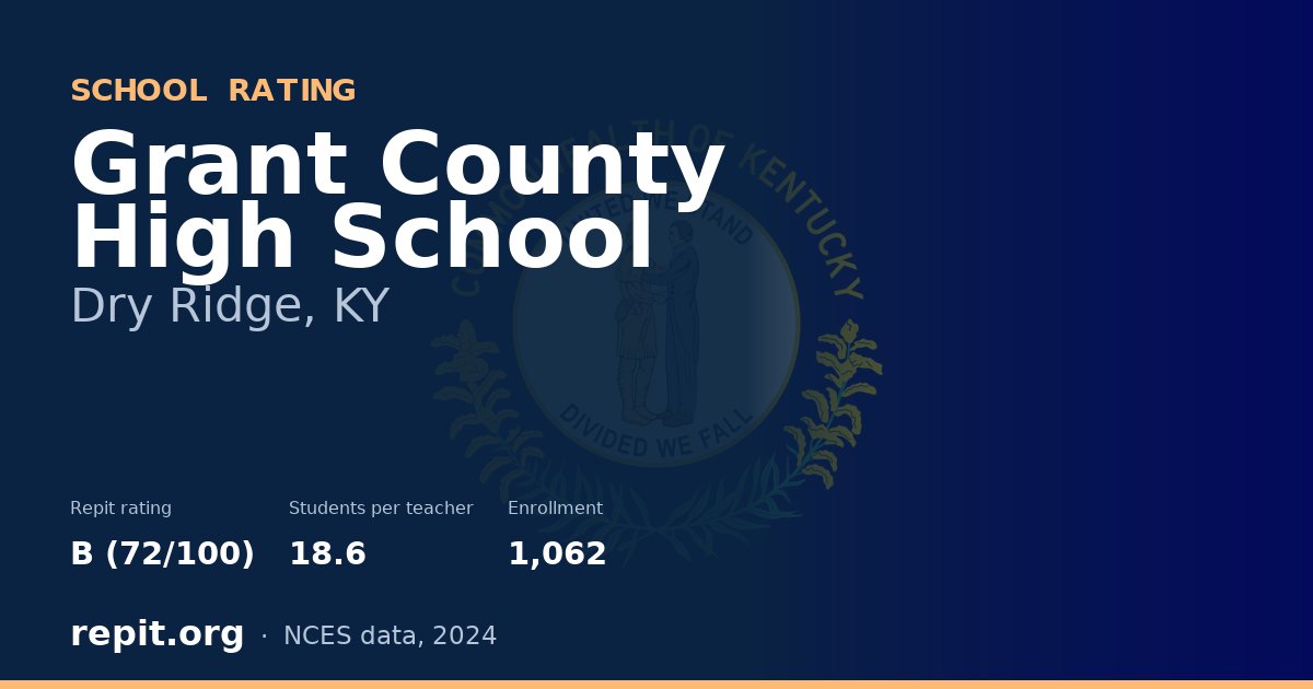 Grant County High School, Dry Ridge, KY — Repit school rating B (72/100)