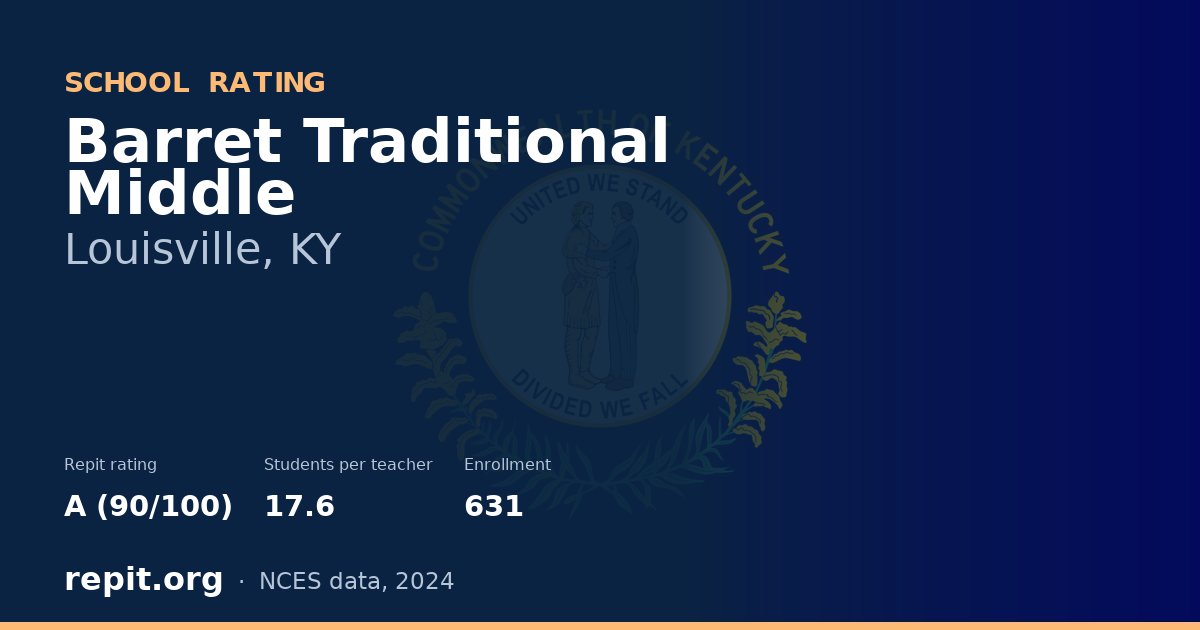 Barret Traditional Middle, Louisville, KY — Repit school rating A (90/100)