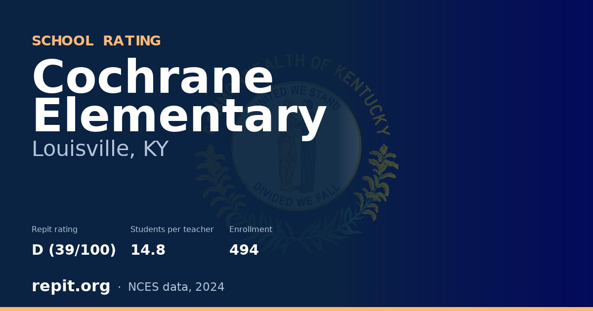 Cochrane Elementary, Louisville, KY — Repit school rating D (39/100)