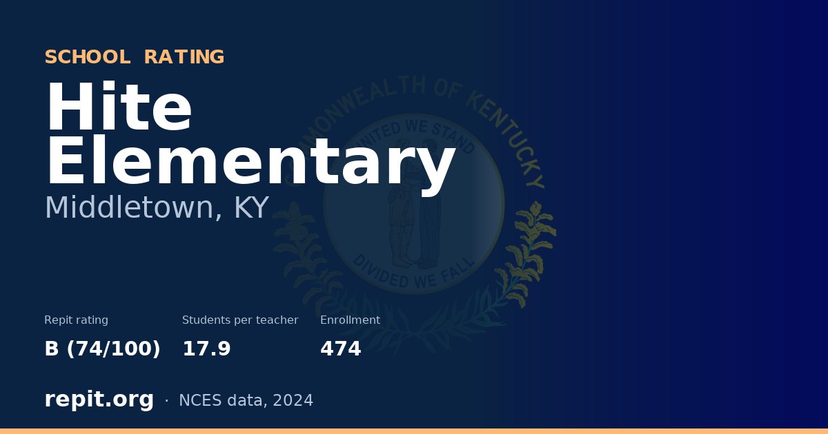 Hite Elementary, Middletown, KY — Repit school rating B (74/100)