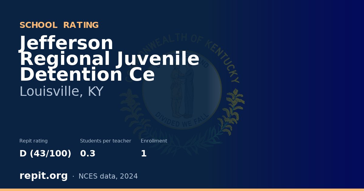 Jefferson Regional Juvenile Detention Ce, Louisville, KY — Repit school rating D (43/100)