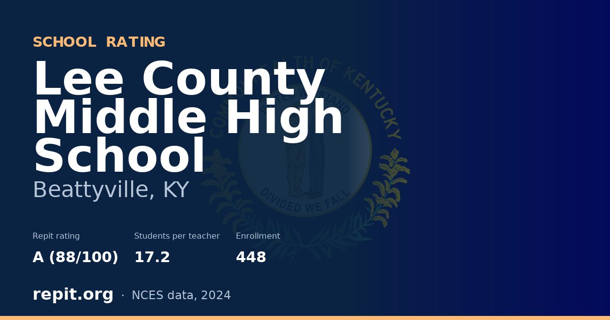 Lee County Middle High School, Beattyville, KY — Repit school rating A (88/100)
