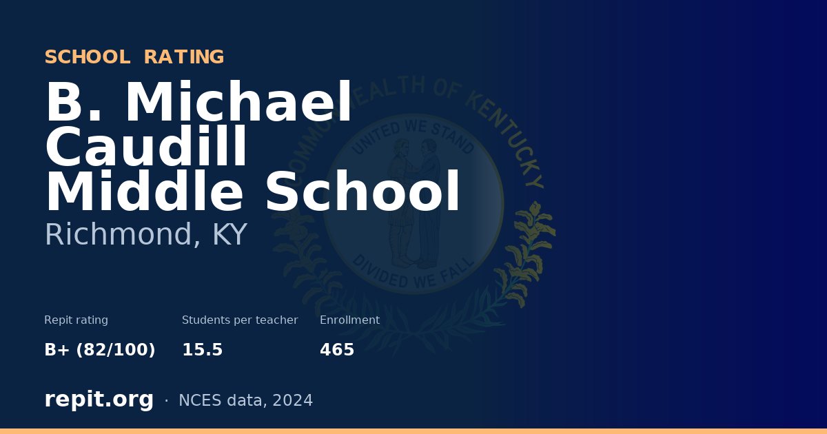 B. Michael Caudill Middle School, Richmond, KY — Repit school rating B+ (82/100)