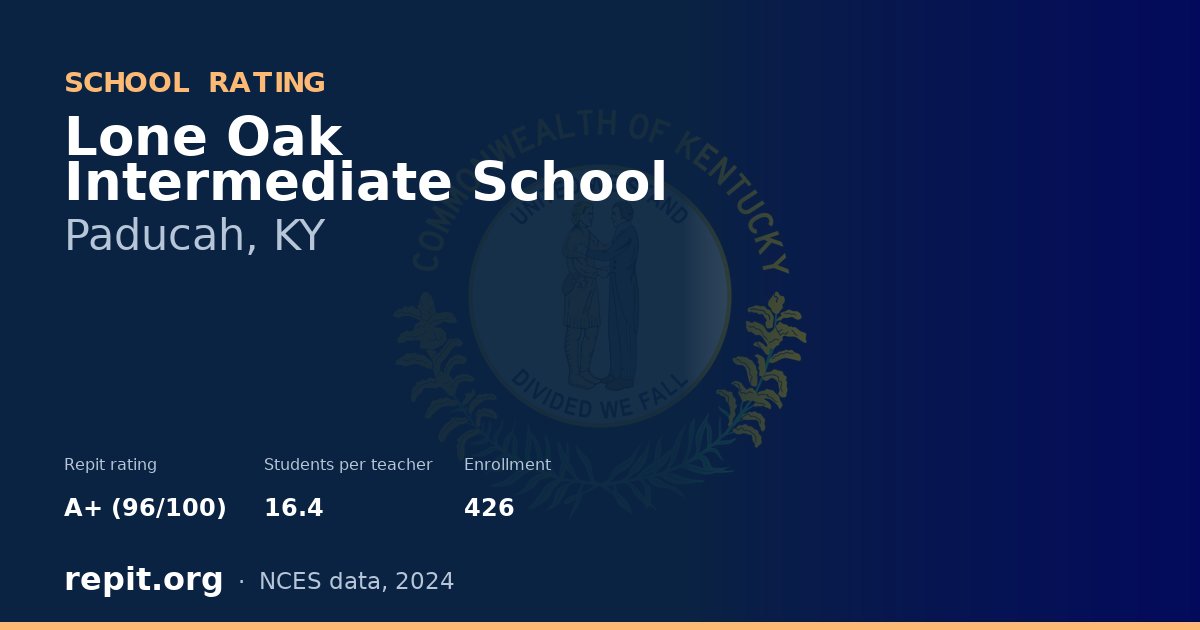 Lone Oak Intermediate School, Paducah, KY — Repit school rating A+ (96/100)