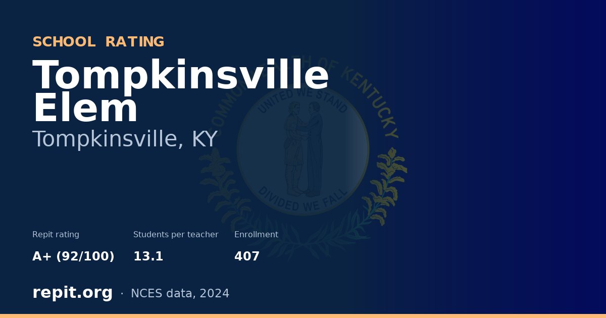 Tompkinsville Elem, Tompkinsville, KY — Repit school rating A+ (92/100)
