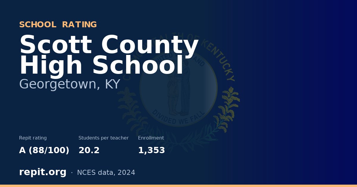 Scott County High School, Georgetown, KY — Repit school rating A (88/100)