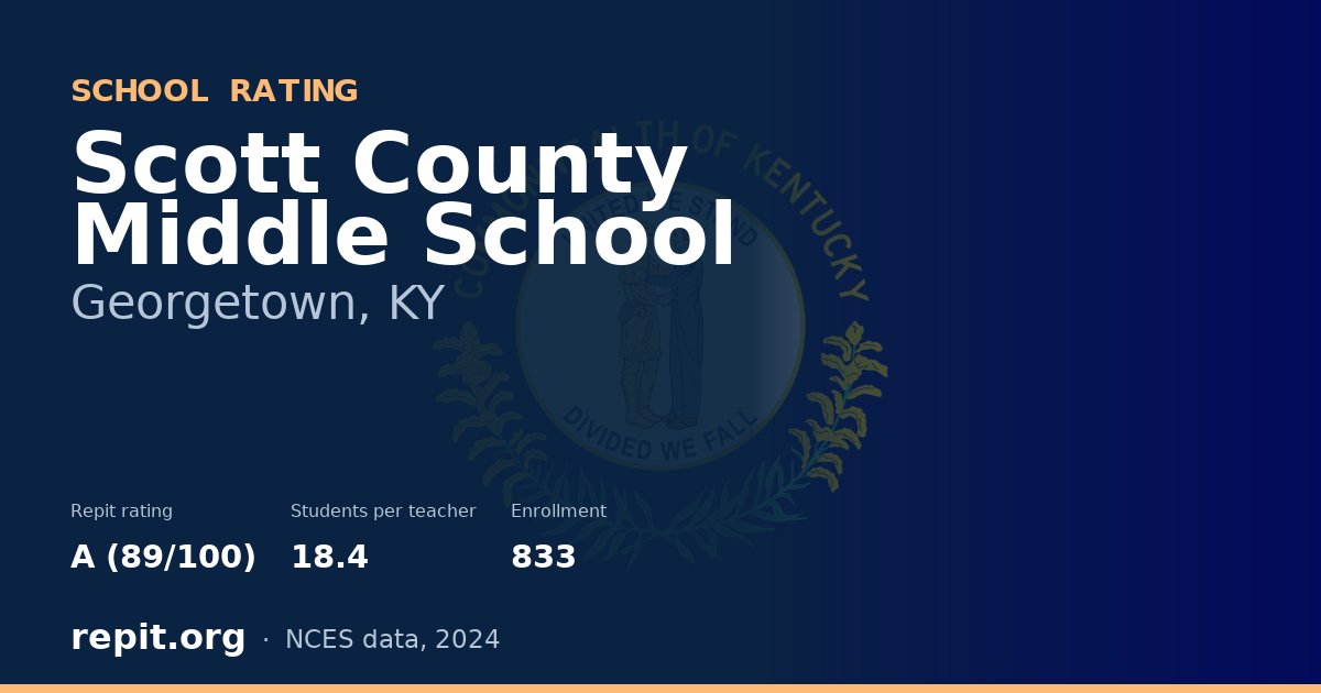 Scott County Middle School, Georgetown, KY — Repit school rating A (89/100)