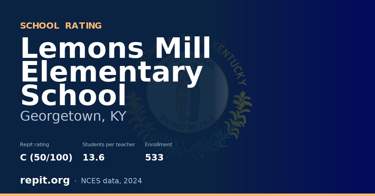 Lemons Mill Elementary School, Georgetown, KY — Repit school rating C (50/100)