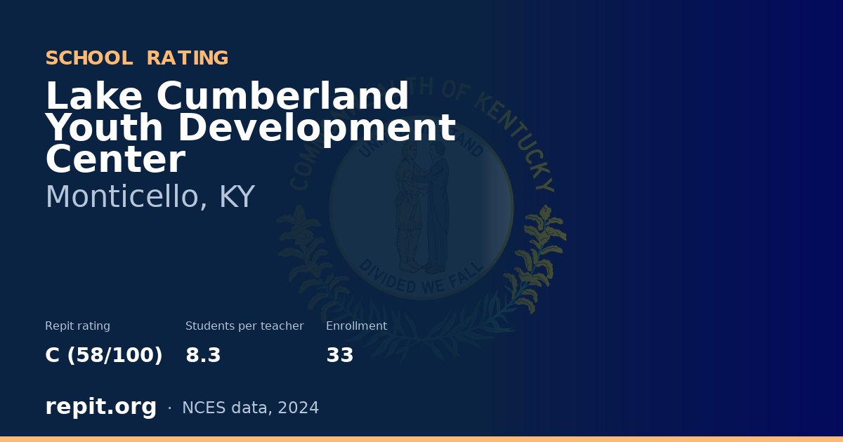 Lake Cumberland Youth Development Center, Monticello, KY — Repit school rating C (58/100)