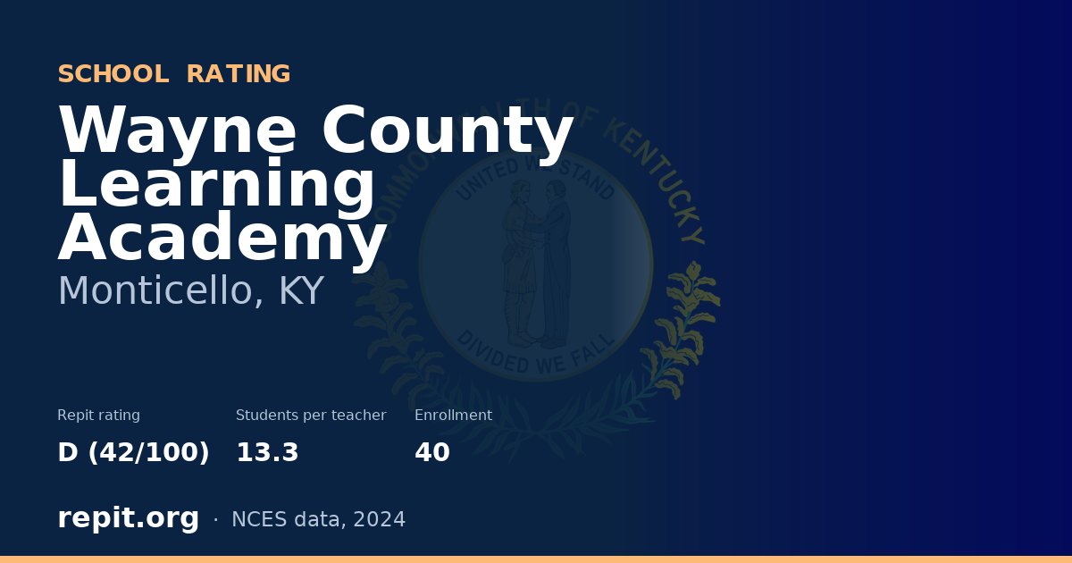 Wayne County Learning Academy, Monticello, KY — Repit school rating D (42/100)