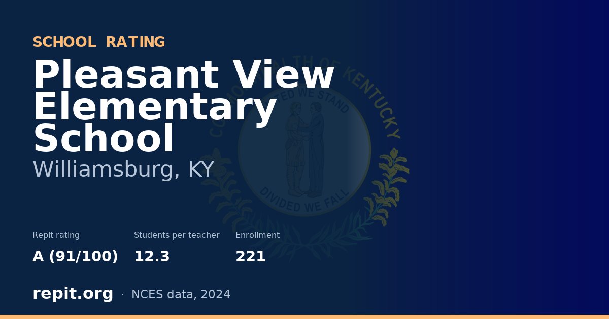 Pleasant View Elementary School, Williamsburg, KY — Repit school rating A (91/100)