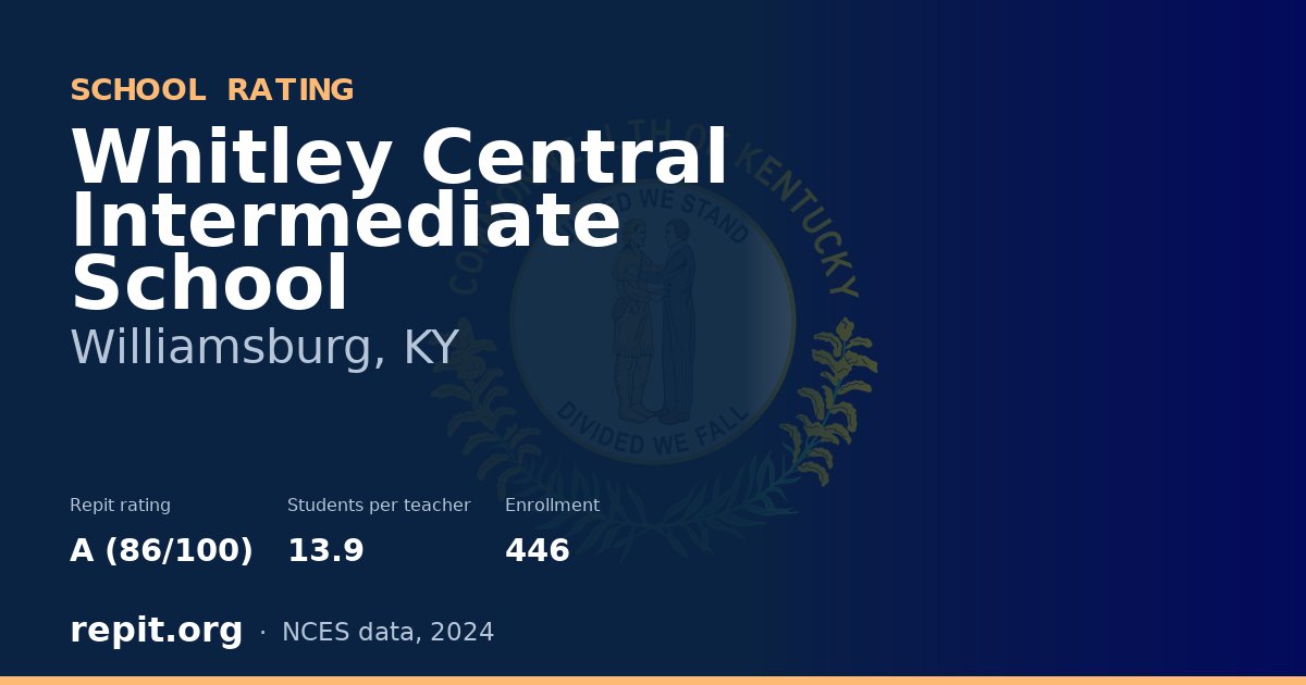 Whitley Central Intermediate School, Williamsburg, KY — Repit school rating A (86/100)