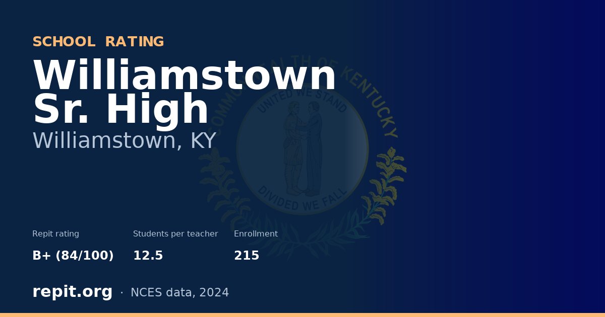 Williamstown Sr. High, Williamstown, KY — Repit school rating B+ (84/100)