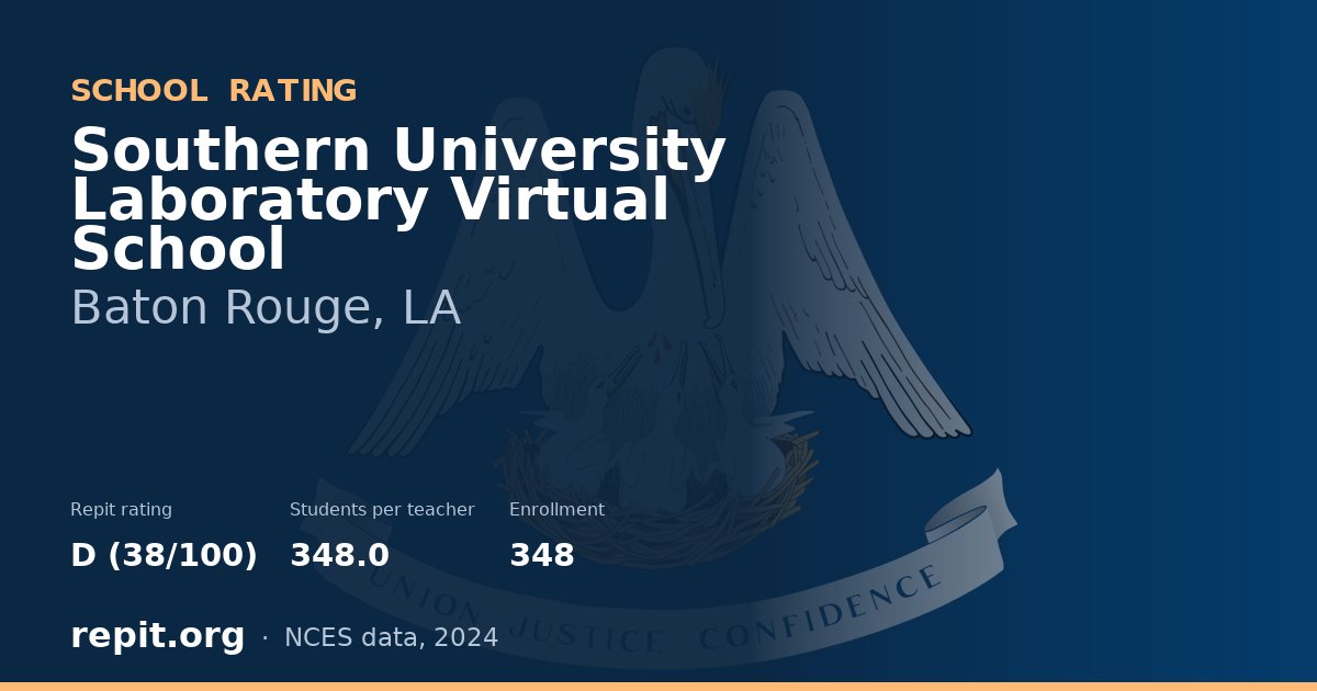 Southern University Laboratory Virtual School, Baton Rouge, LA — Repit school rating D (38/100)