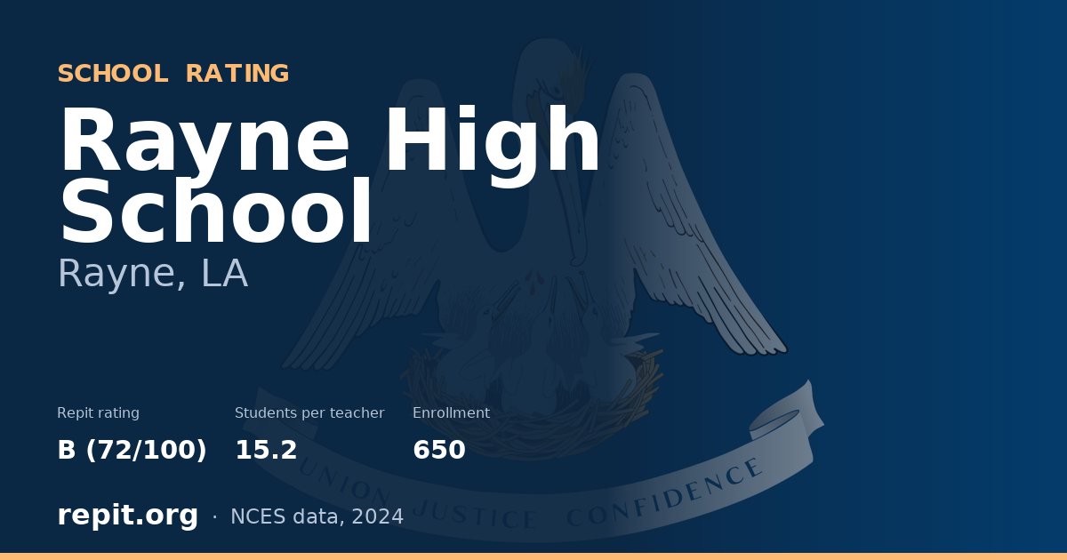 Rayne High School, Rayne, LA — Repit school rating B (72/100)