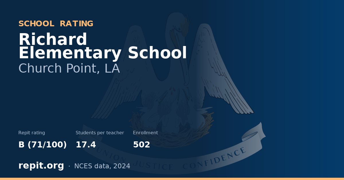 Richard Elementary School, Church Point, LA — Repit school rating B (71/100)