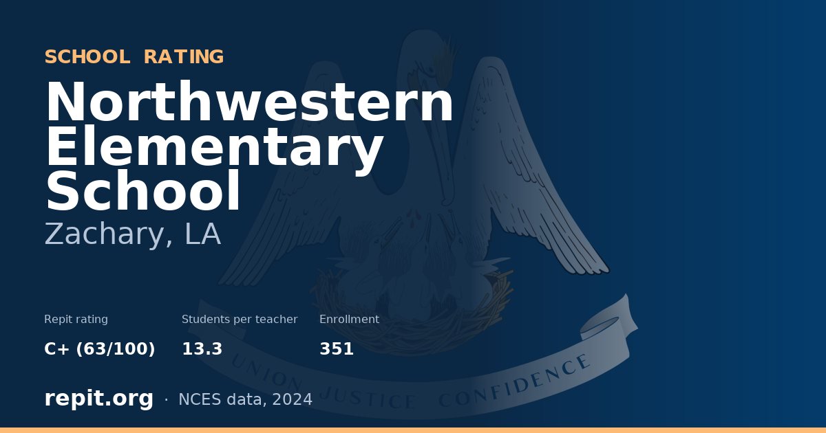 Northwestern Elementary School, Zachary, LA — Repit school rating C+ (63/100)
