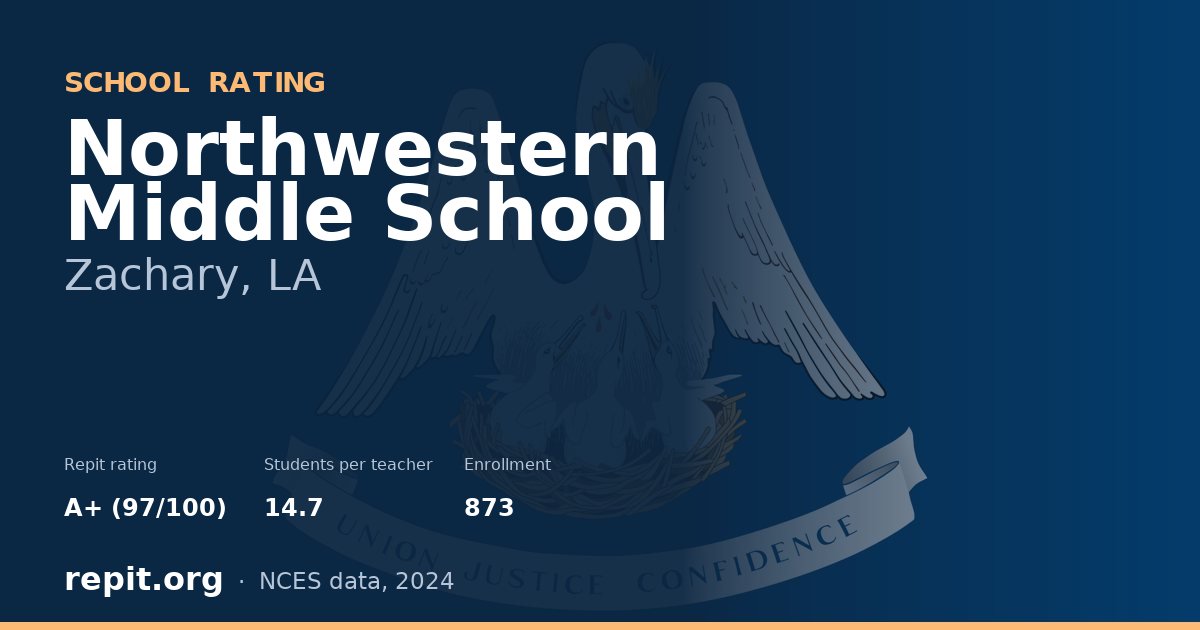 Northwestern Middle School, Zachary, LA — Repit school rating A+ (97/100)