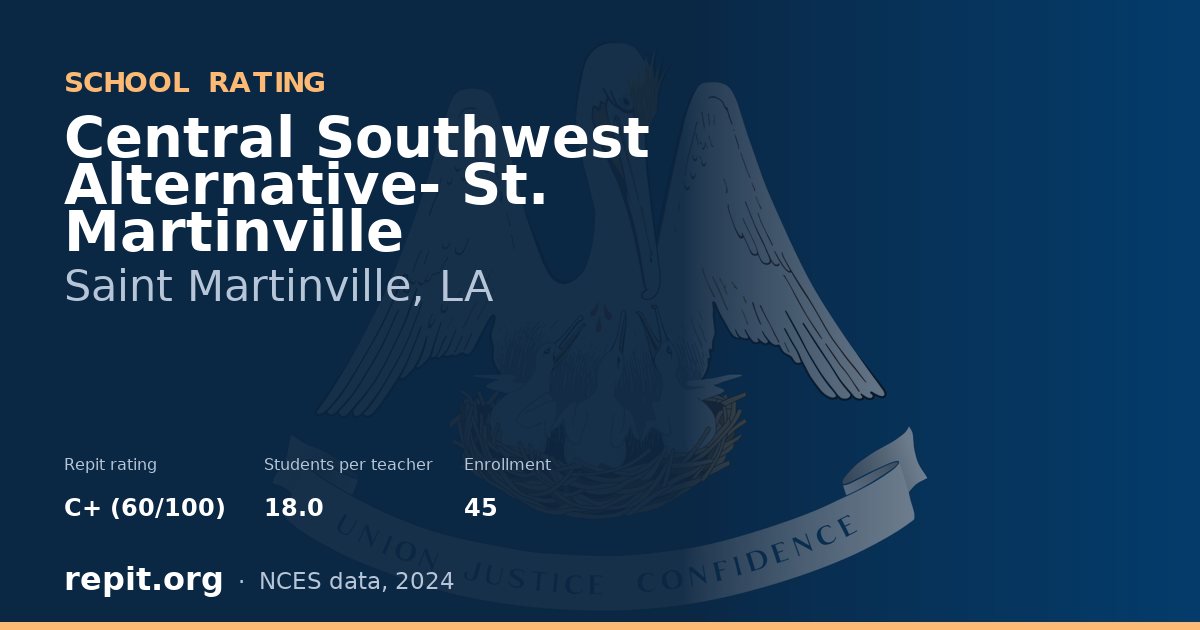 Central Southwest Alternative- St. Martinville, Saint Martinville, LA — Repit school rating C+ (60/100)