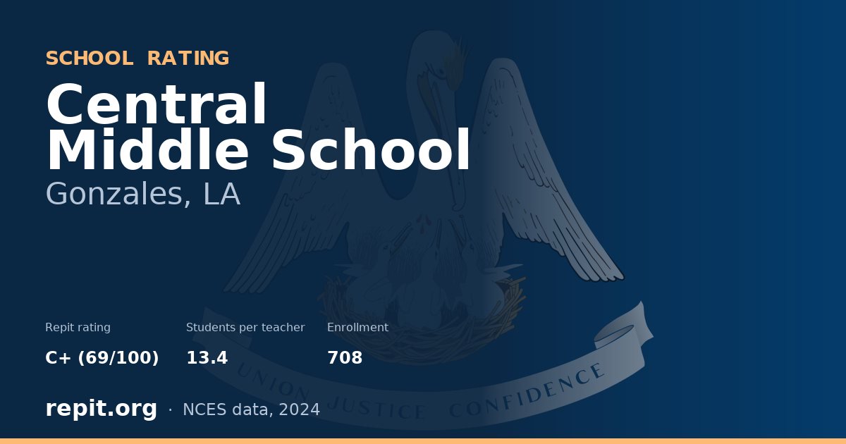 Central Middle School, Gonzales, LA — Repit school rating C+ (69/100)