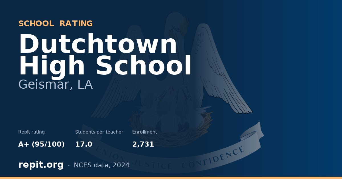 Dutchtown High School, Geismar, LA — Repit school rating A+ (95/100)