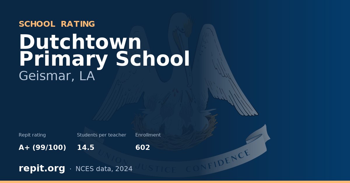 Dutchtown Primary School, Geismar, LA — Repit school rating A+ (99/100)