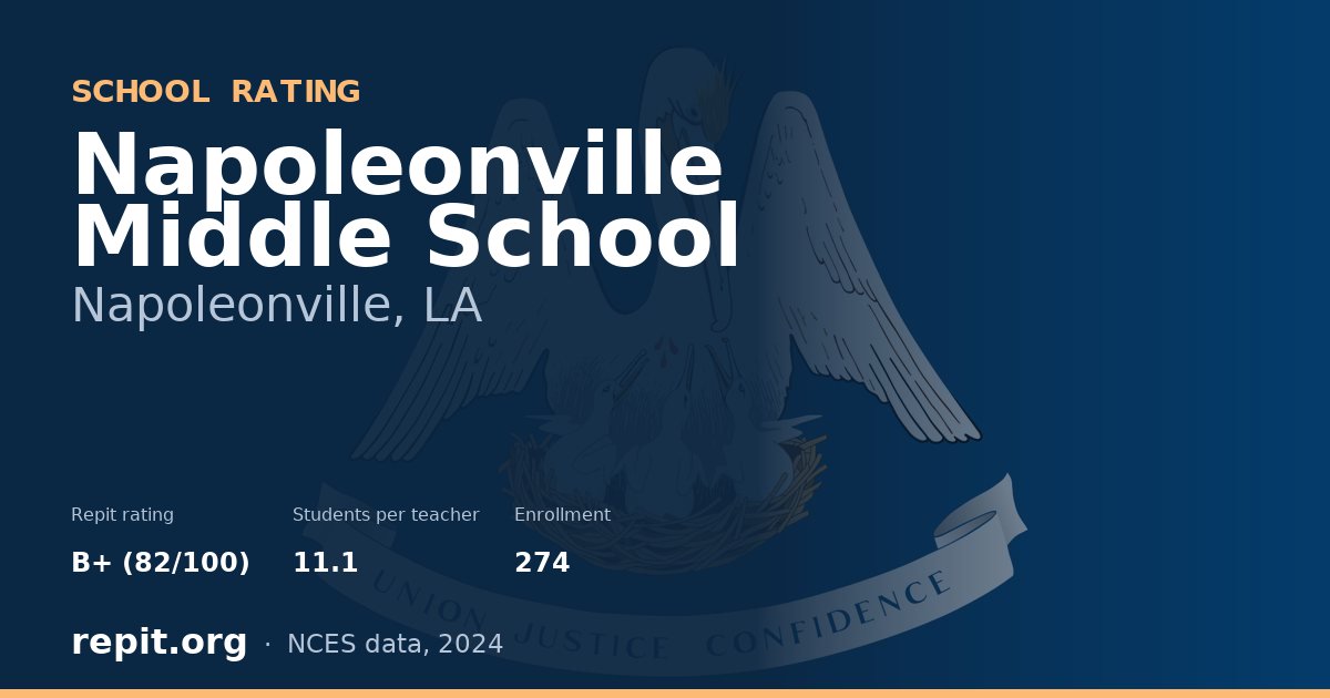 Napoleonville Middle School, Napoleonville, LA — Repit school rating B+ (82/100)