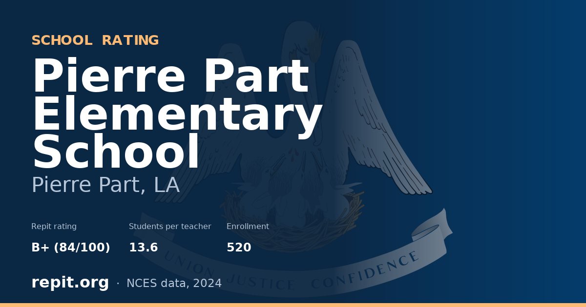 Pierre Part Elementary School, Pierre Part, LA — Repit school rating B+ (84/100)
