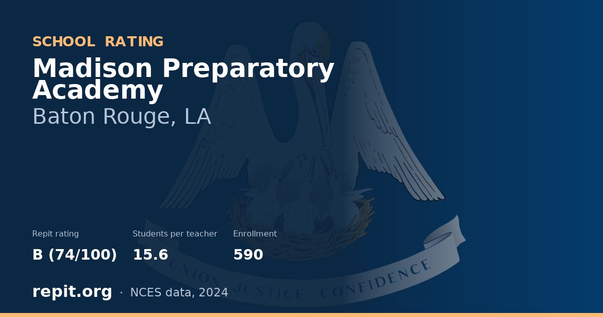 Madison Preparatory Academy, Baton Rouge, LA — Repit school rating B (74/100)