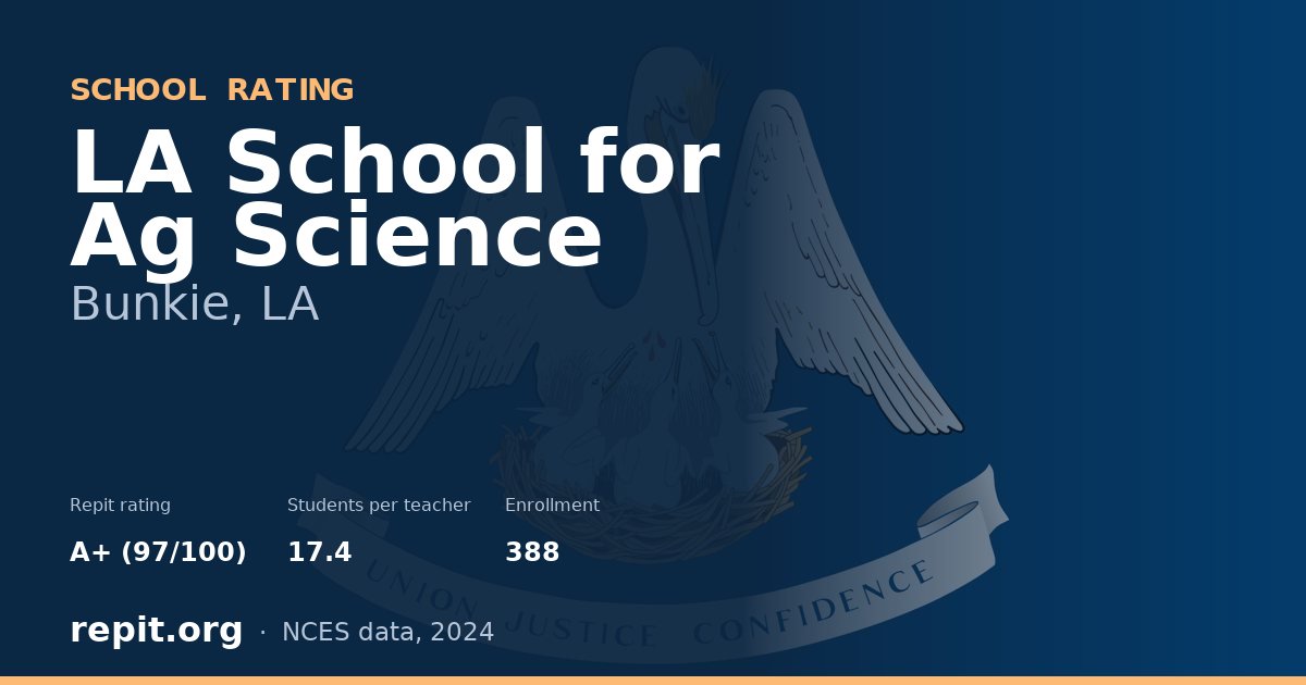 LA School for Ag Science, Bunkie, LA — Repit school rating A+ (97/100)