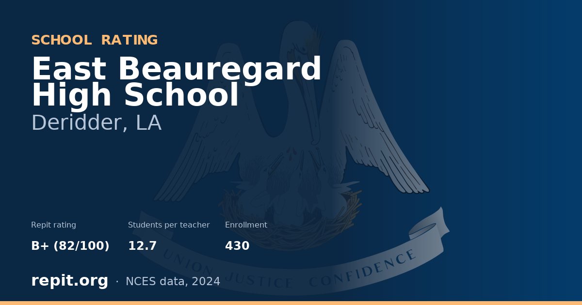 East Beauregard High School, Deridder, LA — Repit school rating B+ (82/100)