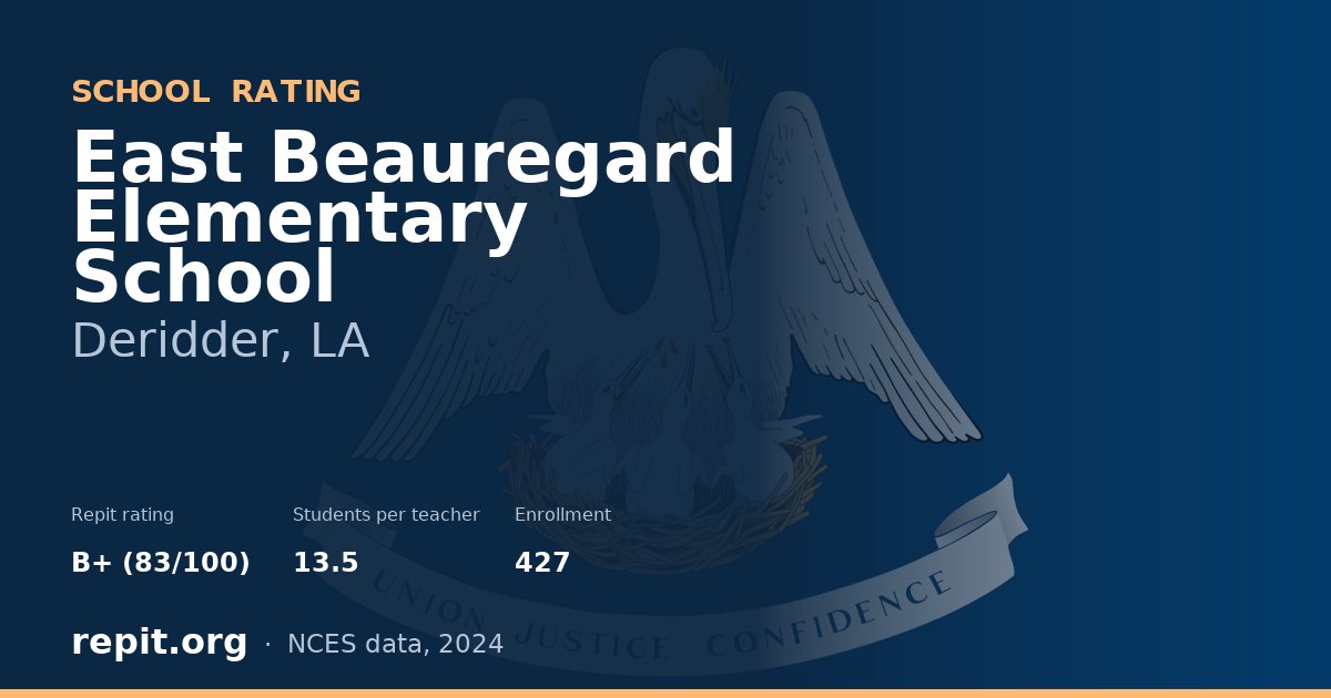 East Beauregard Elementary School, Deridder, LA — Repit school rating B+ (83/100)
