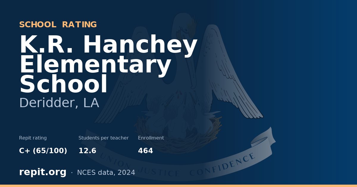 K.R. Hanchey Elementary School, Deridder, LA — Repit school rating C+ (65/100)
