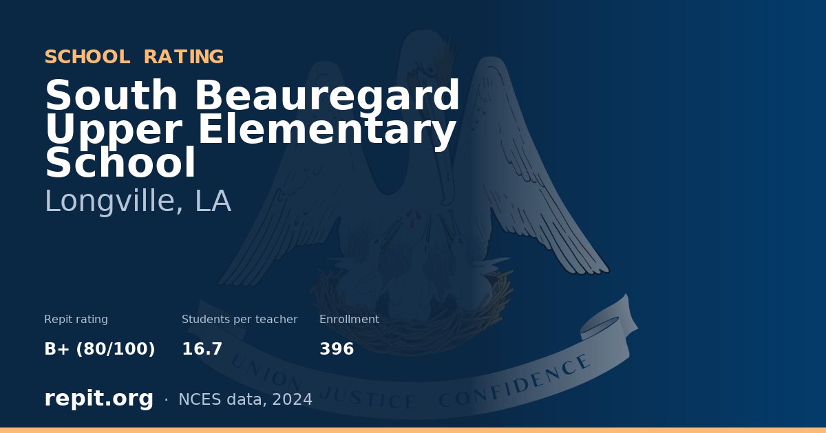 South Beauregard Upper Elementary School, Longville, LA — Repit school rating B+ (80/100)