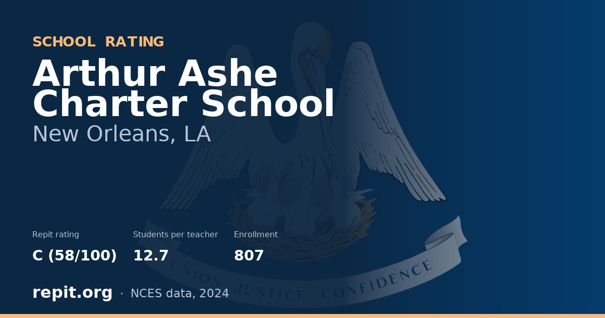 Arthur Ashe Charter School, New Orleans, LA — Repit school rating C (58/100)