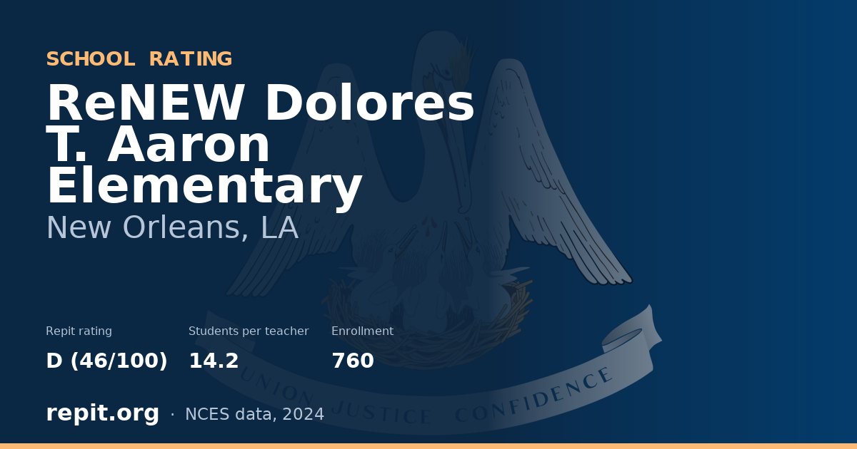 ReNEW Dolores T. Aaron Elementary, New Orleans, LA — Repit school rating D (46/100)