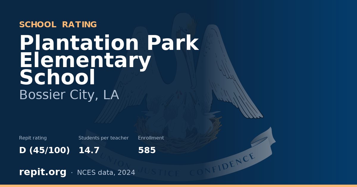 Plantation Park Elementary School, Bossier City, LA — Repit school rating D (45/100)