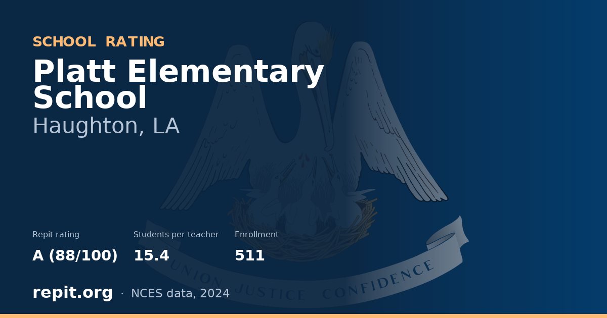 Platt Elementary School, Haughton, LA — Repit school rating A (88/100)