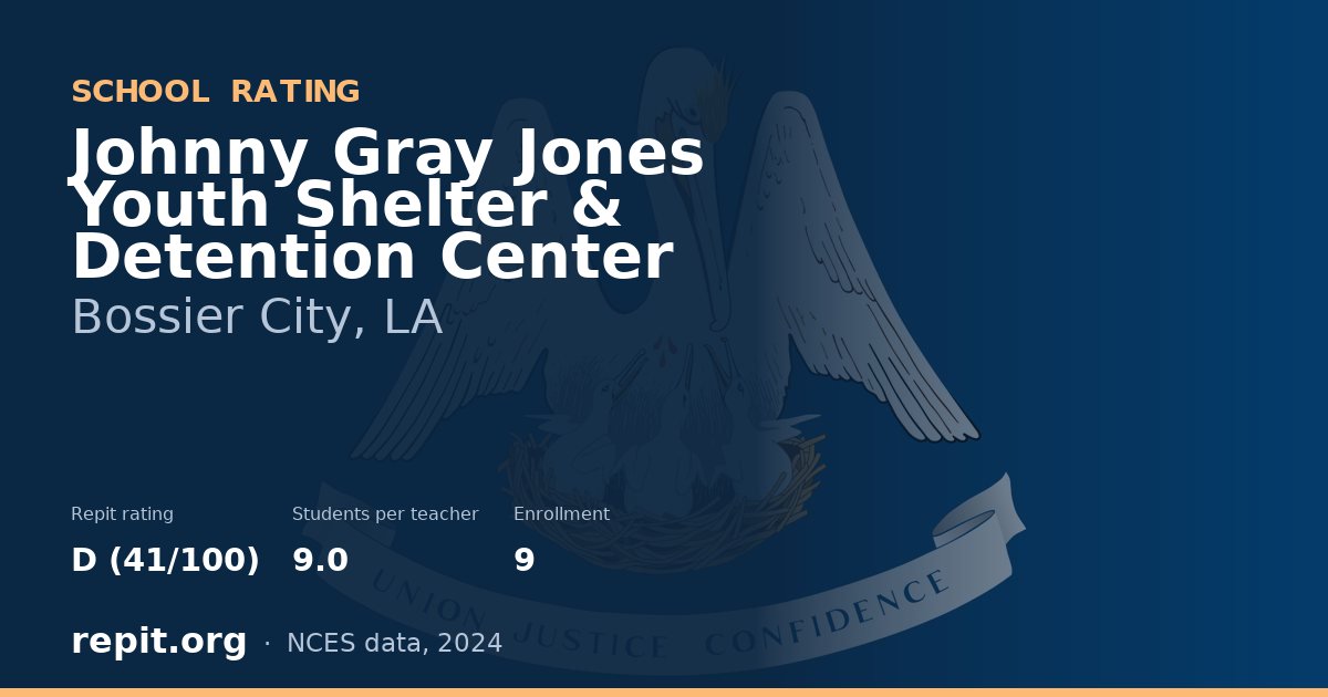 Johnny Gray Jones Youth Shelter & Detention Center, Bossier City, LA — Repit school rating D (41/100)