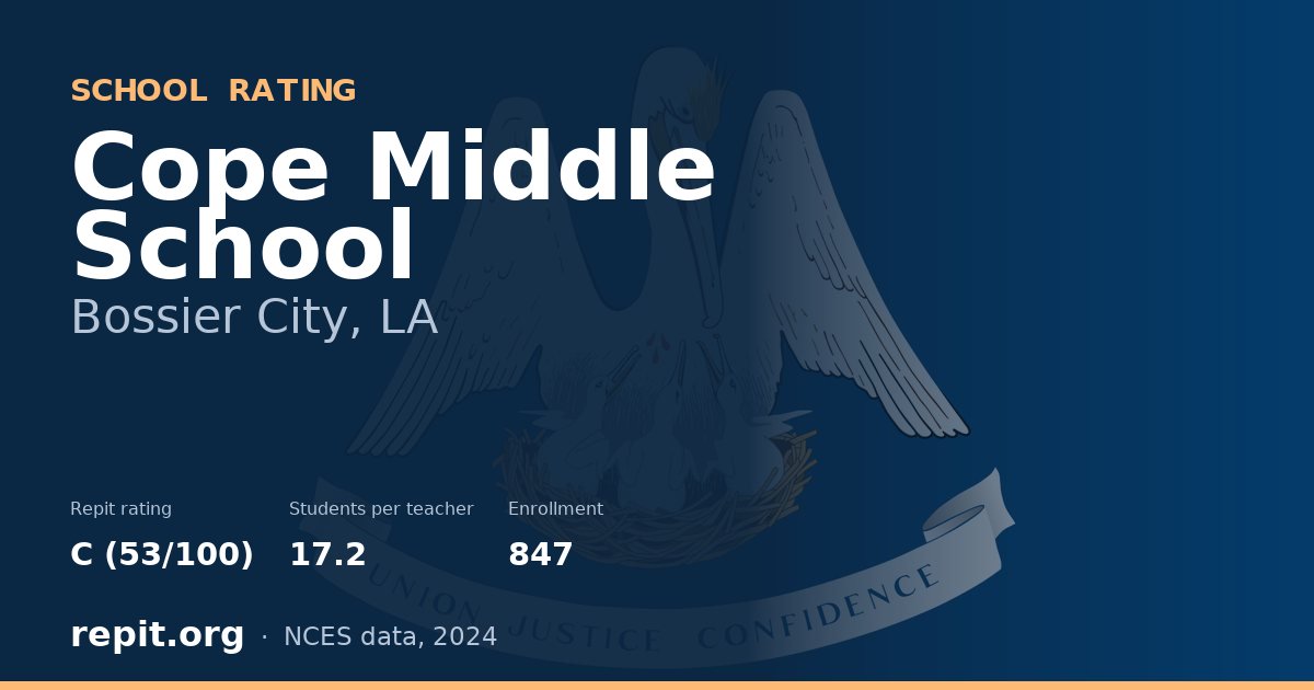 Cope Middle School, Bossier City, LA — Repit school rating C (53/100)