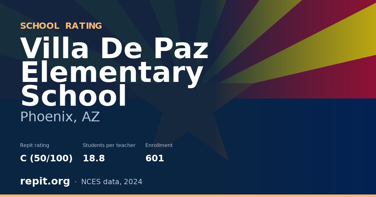 Villa De Paz Elementary School, Phoenix, AZ — Repit school rating C (50/100)
