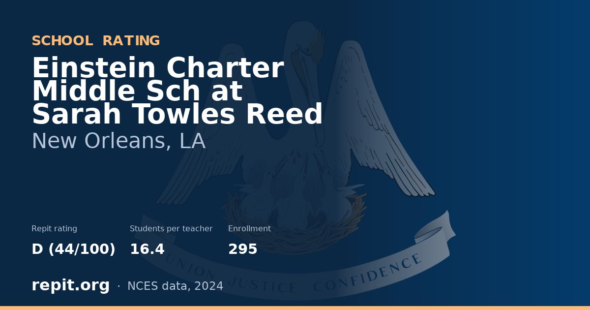 Einstein Charter Middle Sch at Sarah Towles Reed, New Orleans, LA — Repit school rating D (44/100)