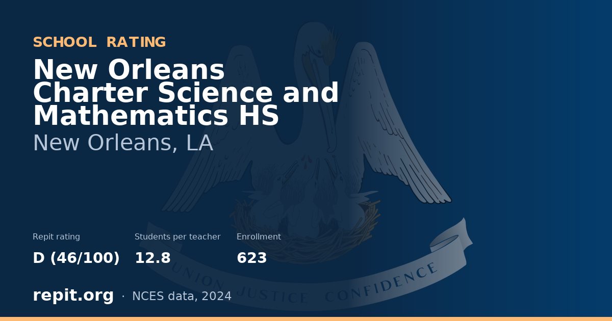 New Orleans Charter Science and Mathematics HS, New Orleans, LA — Repit school rating D (46/100)