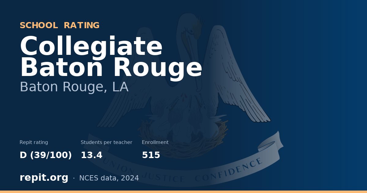 Collegiate Baton Rouge, Baton Rouge, LA — Repit school rating D (39/100)