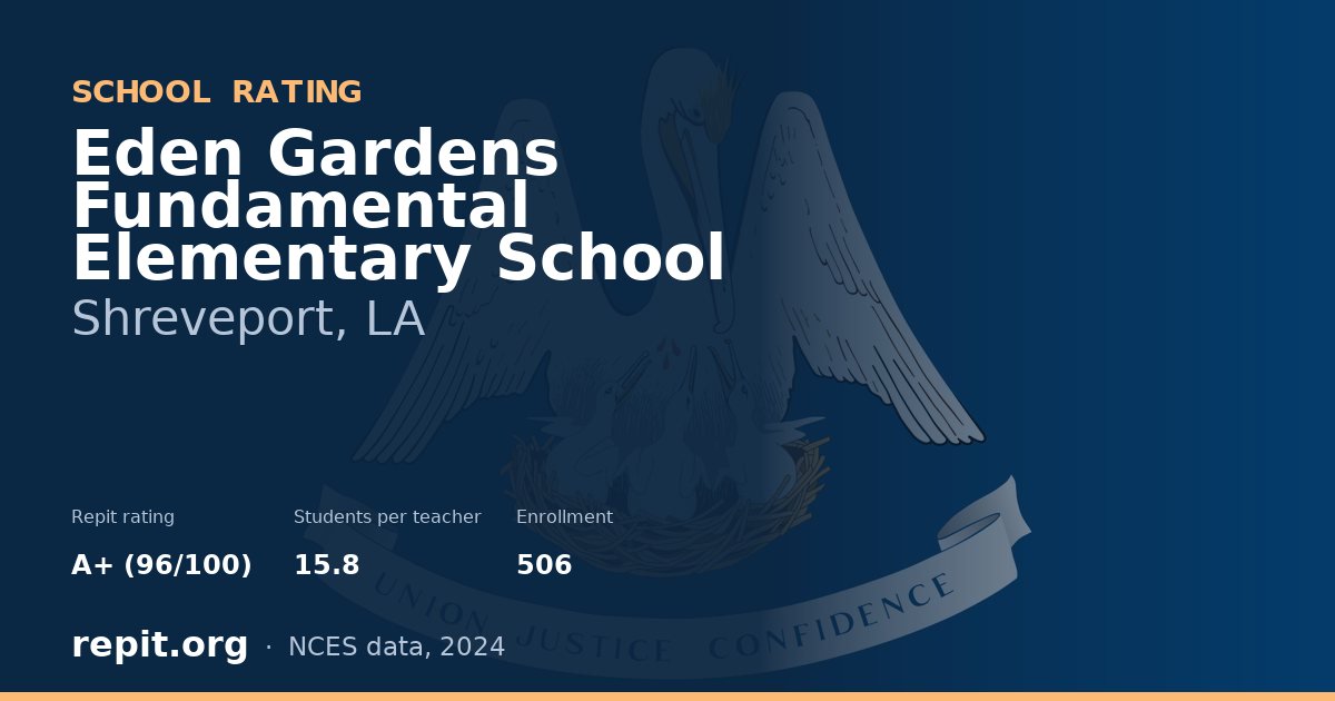 Eden Gardens Fundamental Elementary School, Shreveport, LA — Repit school rating A+ (96/100)